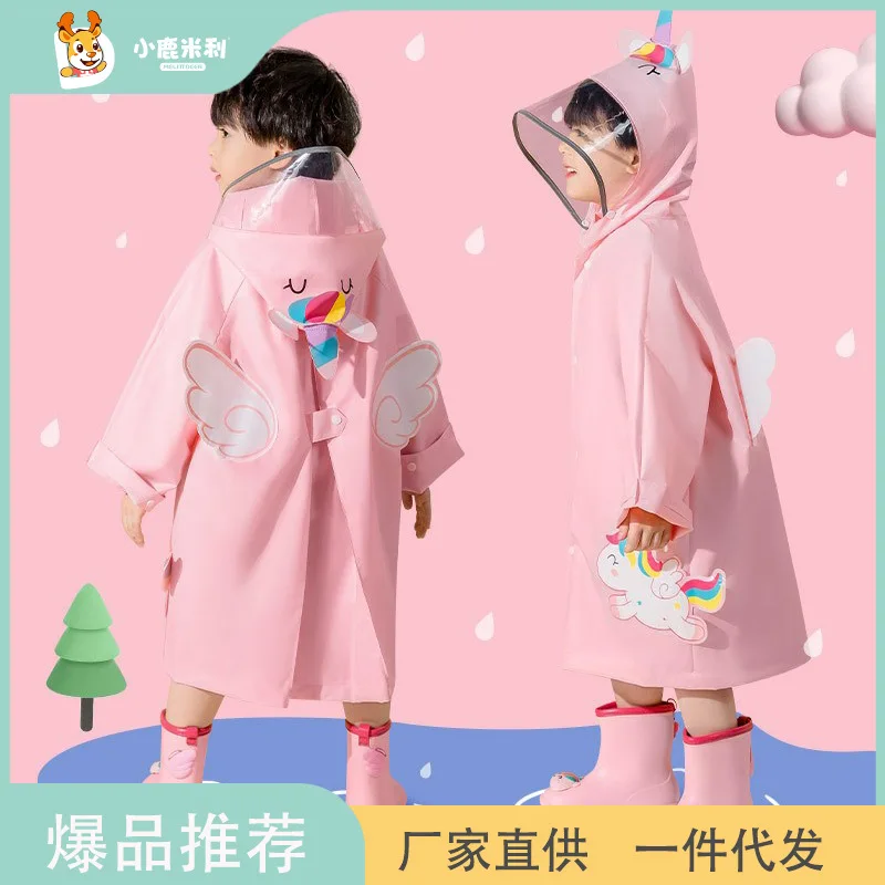 Millikin baby deer cartoon unicorn children\'s raincoat girls rabbit kindergarten cute poncho rain gear wholesale