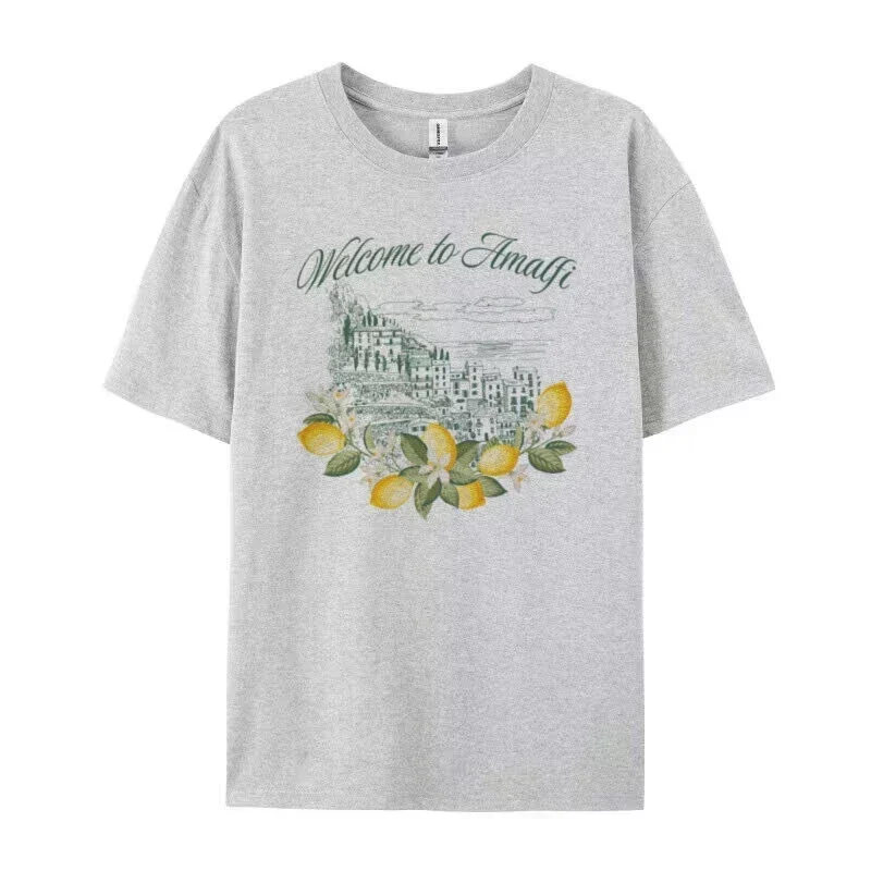 Customizable Graphic Tees for Women  Acid Washed Cotton T Shirt  Loose Round Neck Blouse Tops  Personalized Design