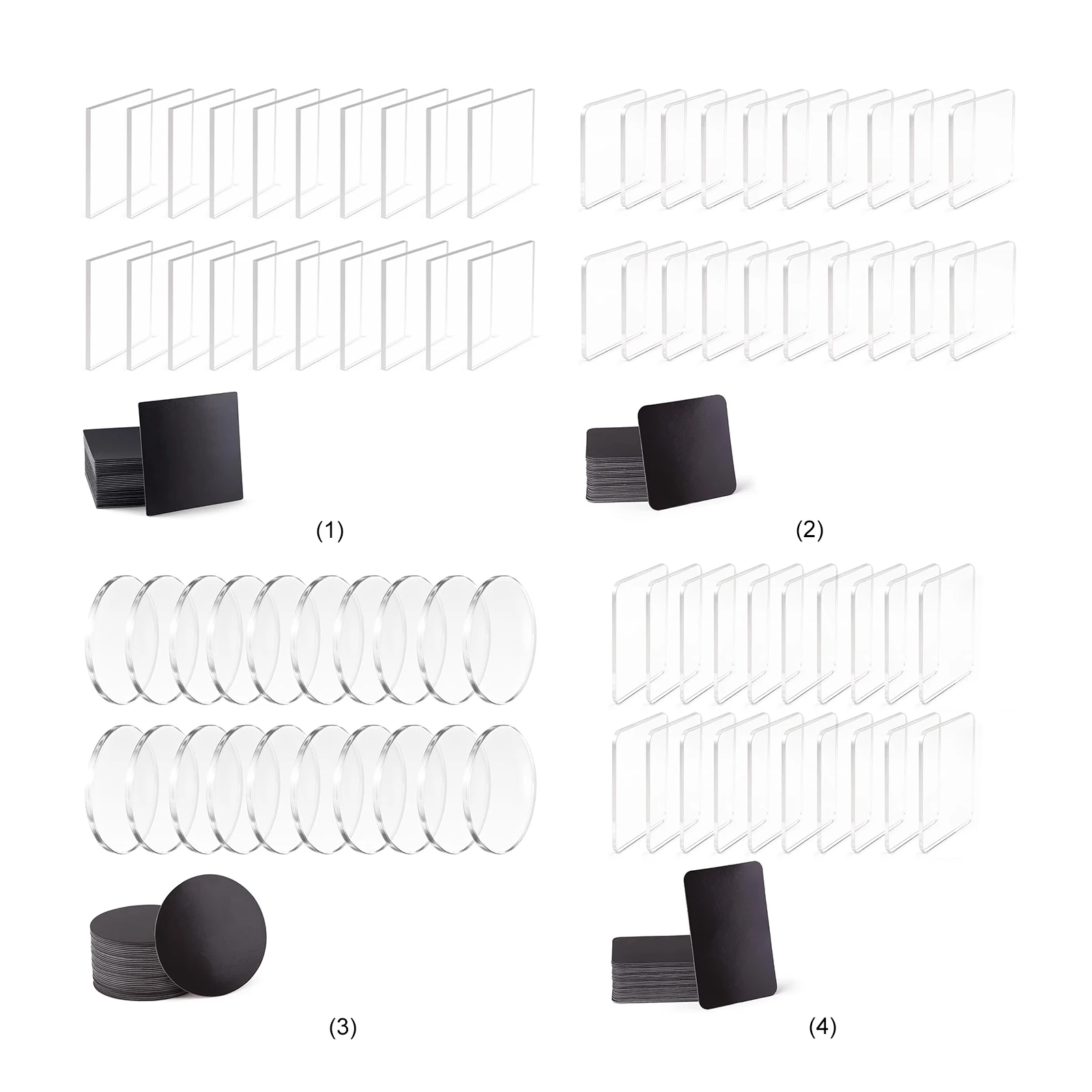 Rectangle Transparent Acrylic Fridge Magnet DIY Set 20 Pack Self-Adhesive Clear Photo Craft Magnetic Kit