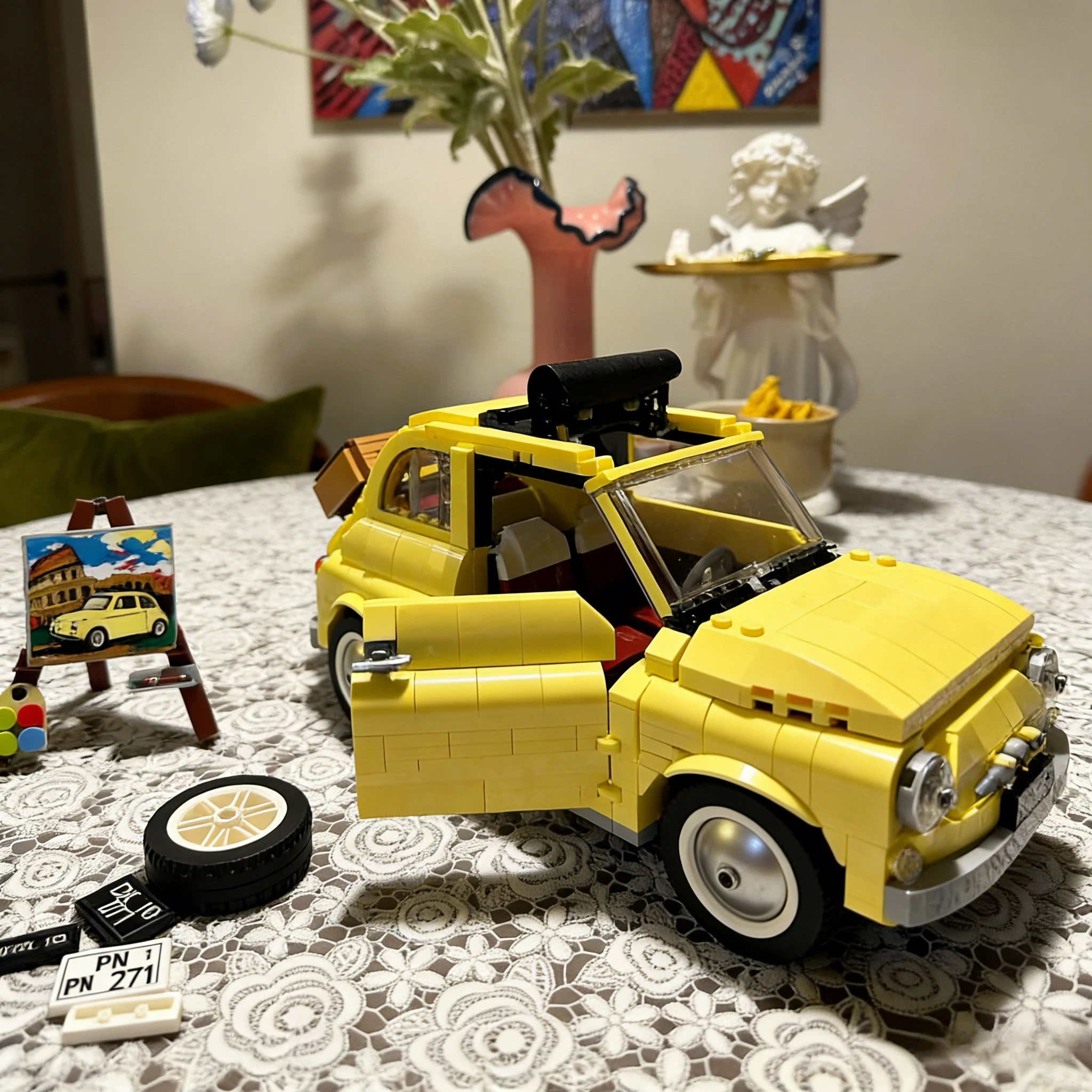 مجموعة مكعبات بناء سيارات المدينة الصفراء 10271 مناسبة لهدايا أعياد الميلاد متوافقة مع قطع ليغو، 960 قطعة.