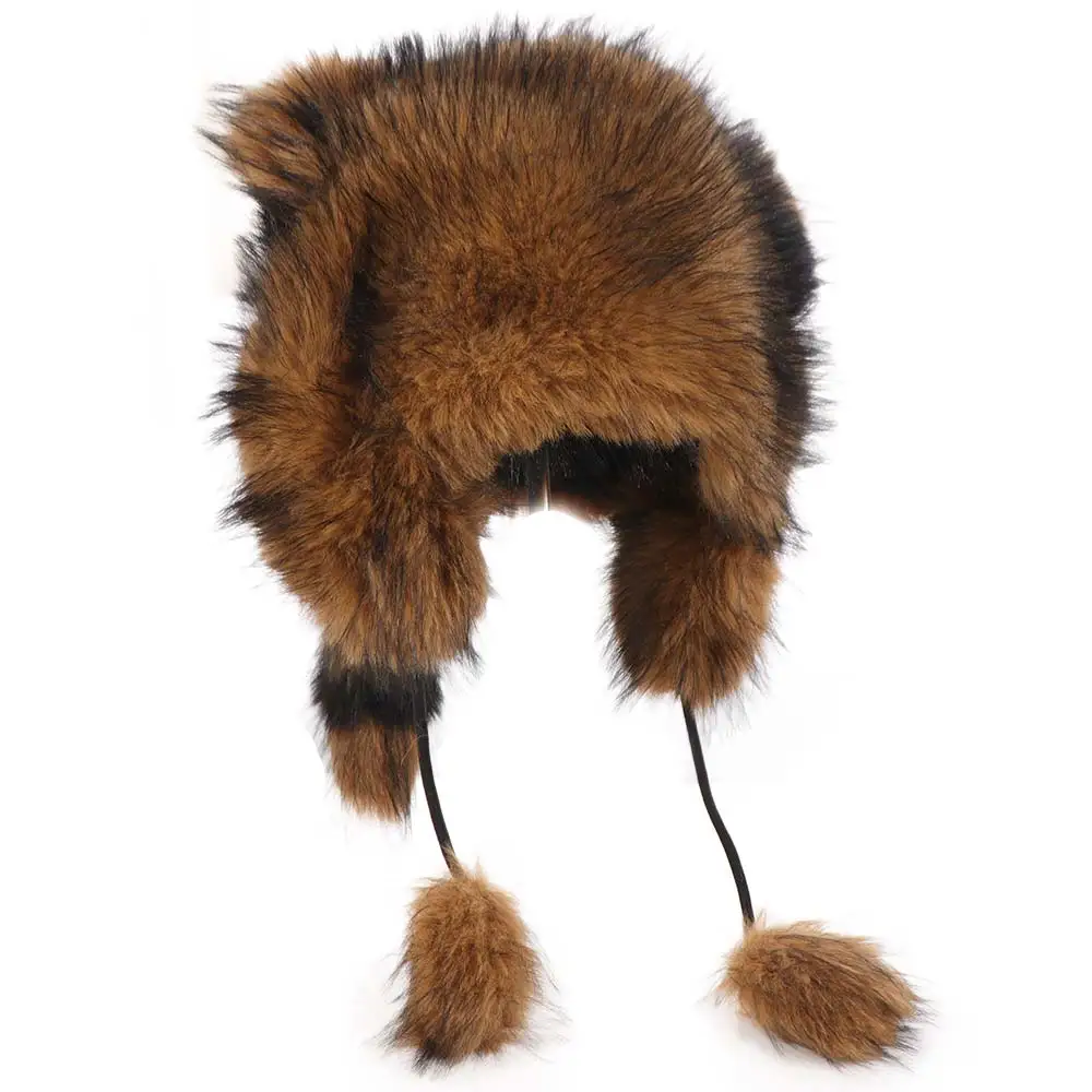 

Parent Child Raccoon Tail Hat Coldproof Thick Warm Ears Helmet Liner Fashion Design Thickening Material Hat Skiing Activities