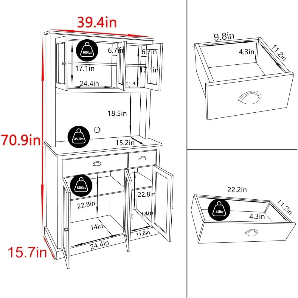 Kitchen Pantry Cabinet Microwave Stand 71