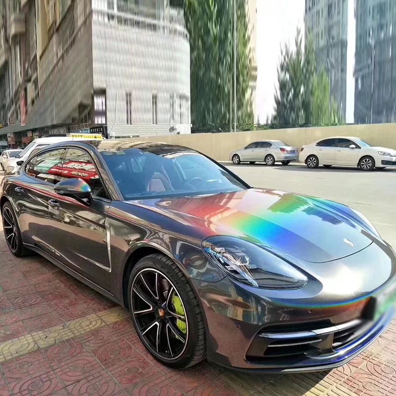 1.52*18meter Grey Glossy Iridescence 3d Laser Chrome 3m Car Hood Vinyl Wrap Colors