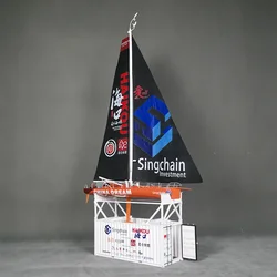 Simulation Sailing Yacht Model Ornaments 40cm Round The World Sailing Yacht Static Model Gift Ship Model Scene Decoration