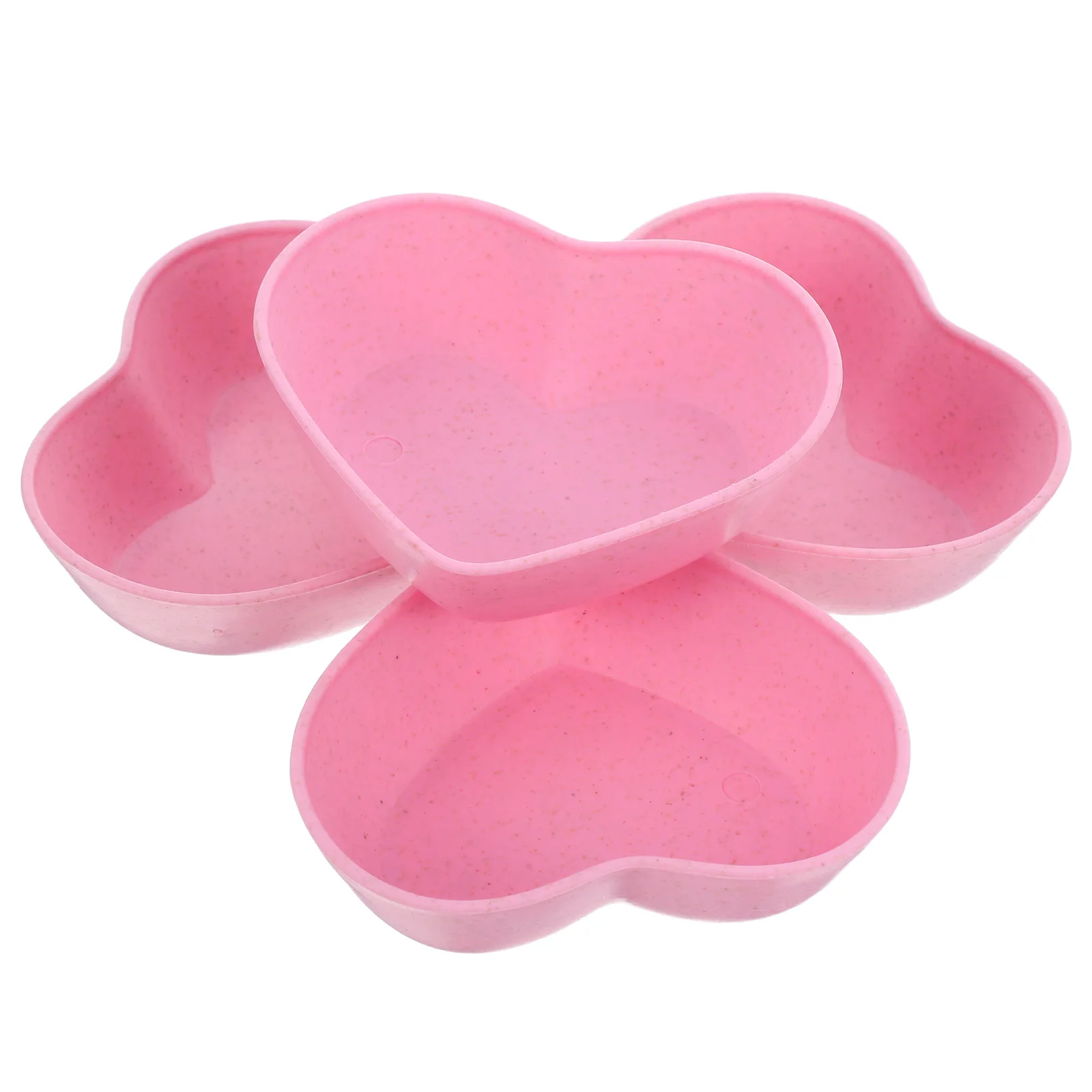 

4pcs Heart Shaped Sauce Dishes Cute Pink Food Plates Sturdy Elegant Biodegradable Wheat Straw Kitchen Bar Supplies
