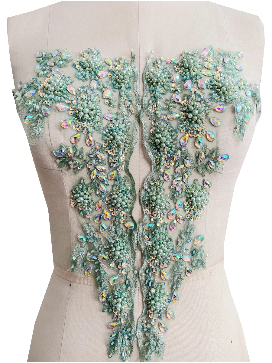 5 Style Hard Handwork Rhinestone Accessories Beaded Diamond Oval Tulle Apparel Decorate Sexy Dress Fabric