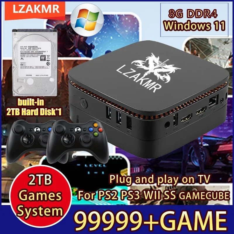 

Ultimate Gaming Console - 99999+GAME 8G Windows 11 2TB System For PS2 PS3 WII SS GAMECUBE Sega Saturn Retro Intel Game Box
