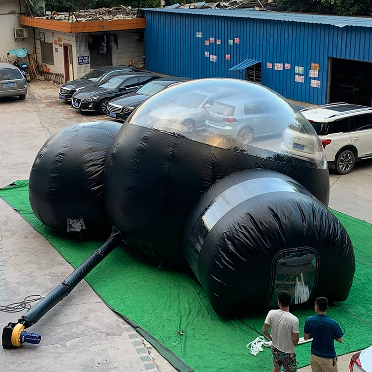 Outdoor black inflatable display ball Bubble House Spherical display Camping 3-story inflatable tent Bubble type mobile house