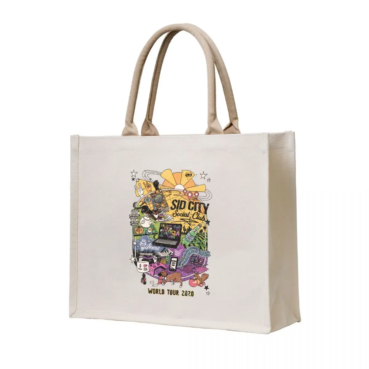 

Sid City Social Club World Tour 2020 (DISTRESSED) Tote Bag handbag Custom bag reusable shopping bags