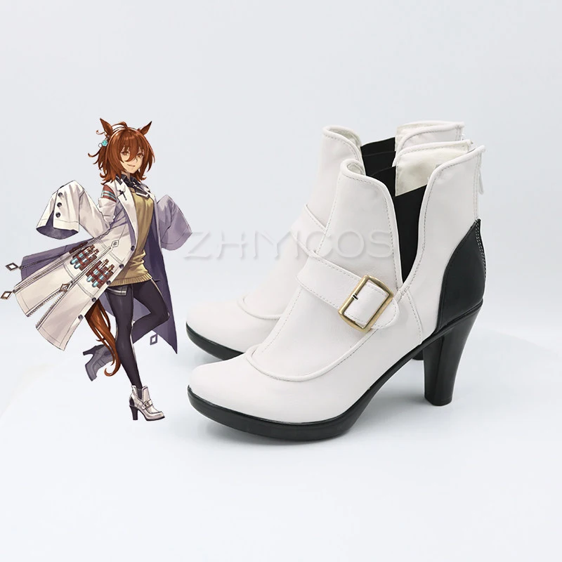 New Game Pretty Derby Agnes Tachyon Cosplay Boots PU Leather Halloween Carnival Shoes for Women Cosplay Accessories 3