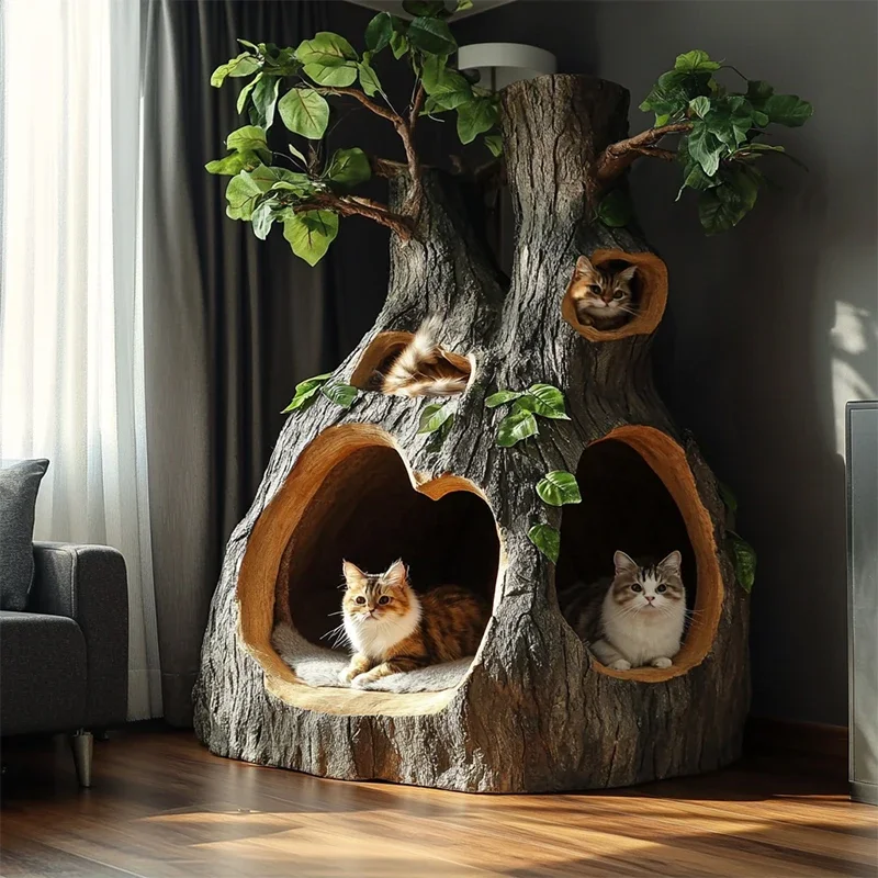 Indoor creative cat nest climbing frame Mori fake tree hole cat house tree shaped cat shelf decoration