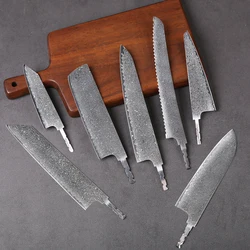 TURWHO 1-7PCS Hand Forged Japanese Style Blank Blade DIY Damascus Steel Kitchen Knives Set DIY Making Handmade Chef Knife Blade