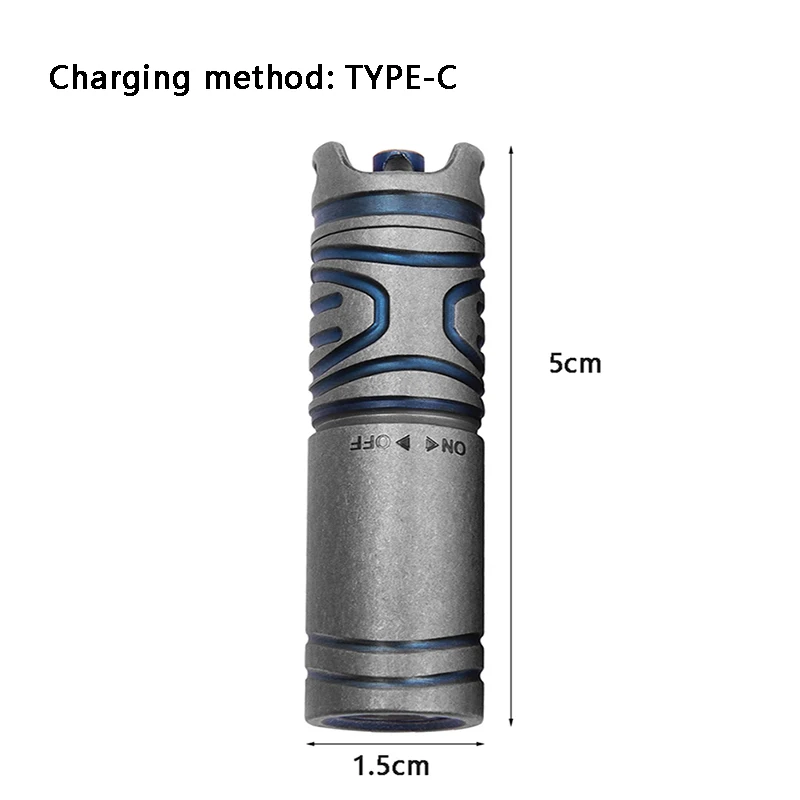 Titanium Alloy Mini Rechargeable Flashlight Keychain Pendant Waterproof LED Lithium Battery EDC Portable Equipment