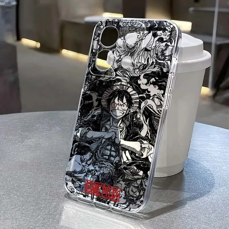 

One Piece Line Pattern Phone Case For Xiaomi Redmi Note 15 14 13 12 11E 9 9T 8 8T Pro Plus Turbo 5G Fashion TPU Transparent