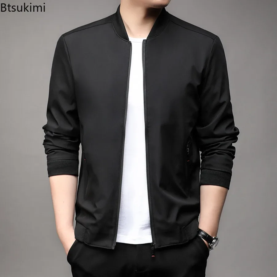 Men's Spring High Quality Jackets Fashion Baseball Collar Smart Casual Jacket Coat for Man Slim Fit Solid Color Outerwear Male
