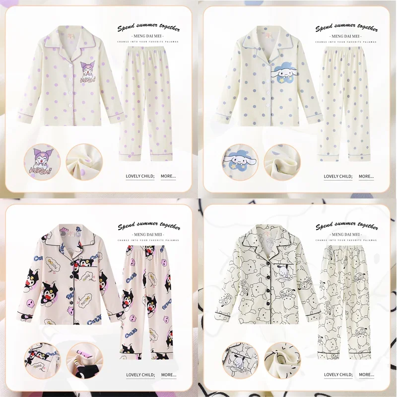 

New Miniso Autumn Children Pajama Sets Collar Adorable Cute Cartoon Print Kids Sleepwear Set Soft Comfortable Boys Girls Pajamas