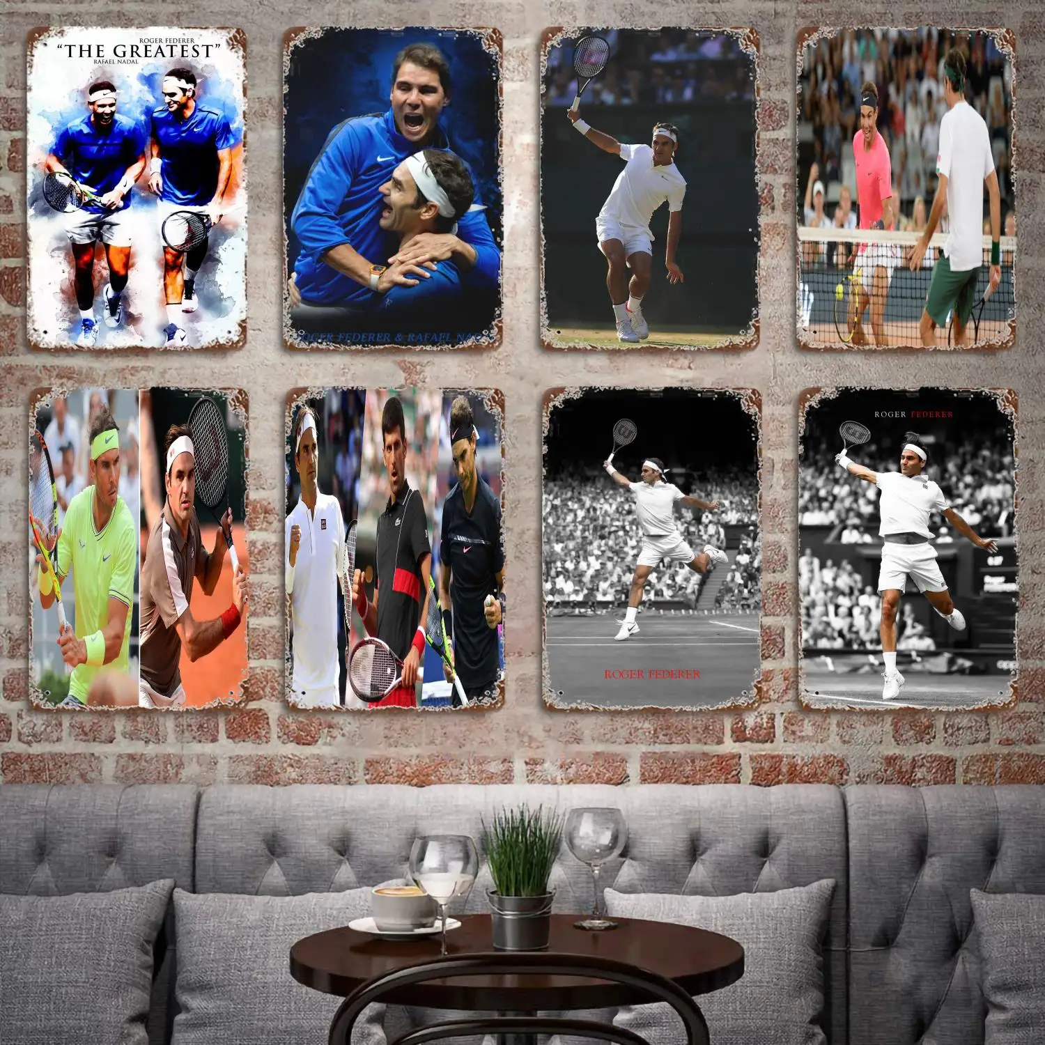 

Federer And Nadal sport Decor Poster Vintage Tin Sign Metal Sign Decorative Plaque for Pub Bar Man Cave Club Wall Decoration