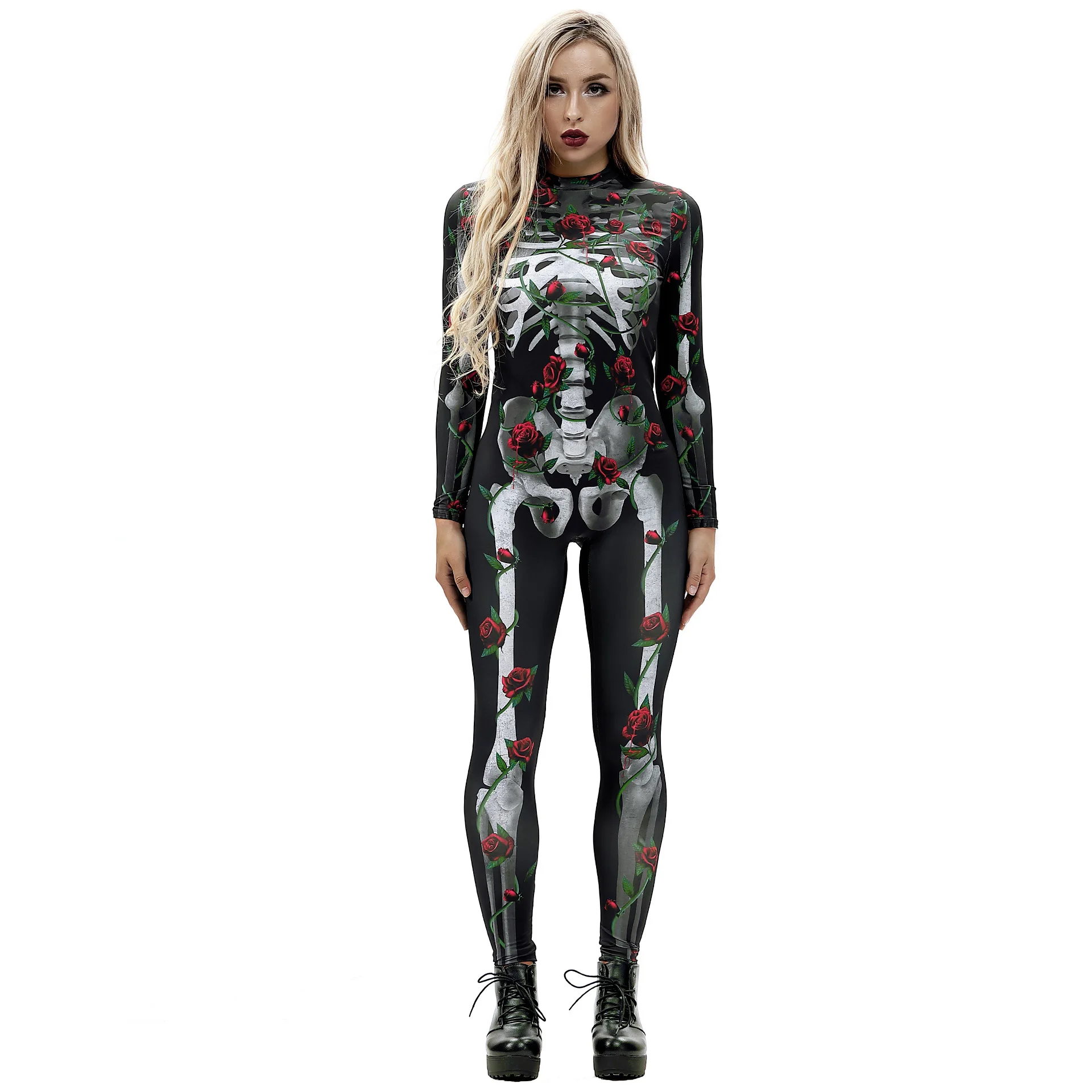 Halloween black Skull stampa digitale ghost black tuta costume oversize costume carnival party