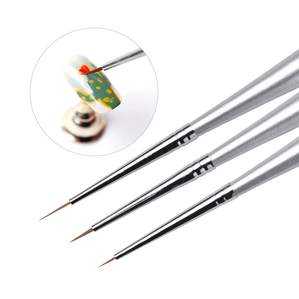 

3Pcs French Stripe Nail Art Liner Brush Set Professional 3D Tips Line Painting Drawing Pen for Long Short Lines Details