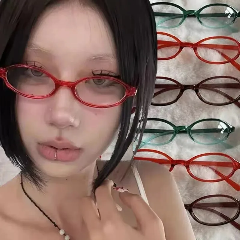 1/2Pcs Red Green Square Frame Glasses Women Y2K Retro Anti-blue Light Eyeglasses Harajuku Yaby Style Reading Eyewears Goggles