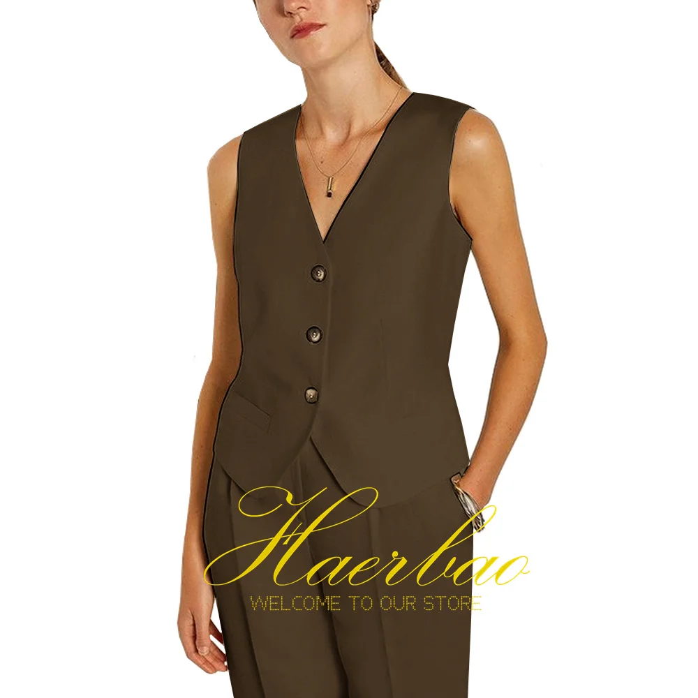 2023 New Light Pink Women\'s Suit V-neck Vest Pants 2-piece Set Slim Design Casual Clothes Office Lady Outfit костюм женский