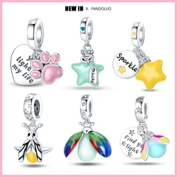 Fit Pandora 925 braccialetto di fascino originale donna argento Sterling 925 certificato luminoso vendita calda Charms perline gioielli fai da te regali