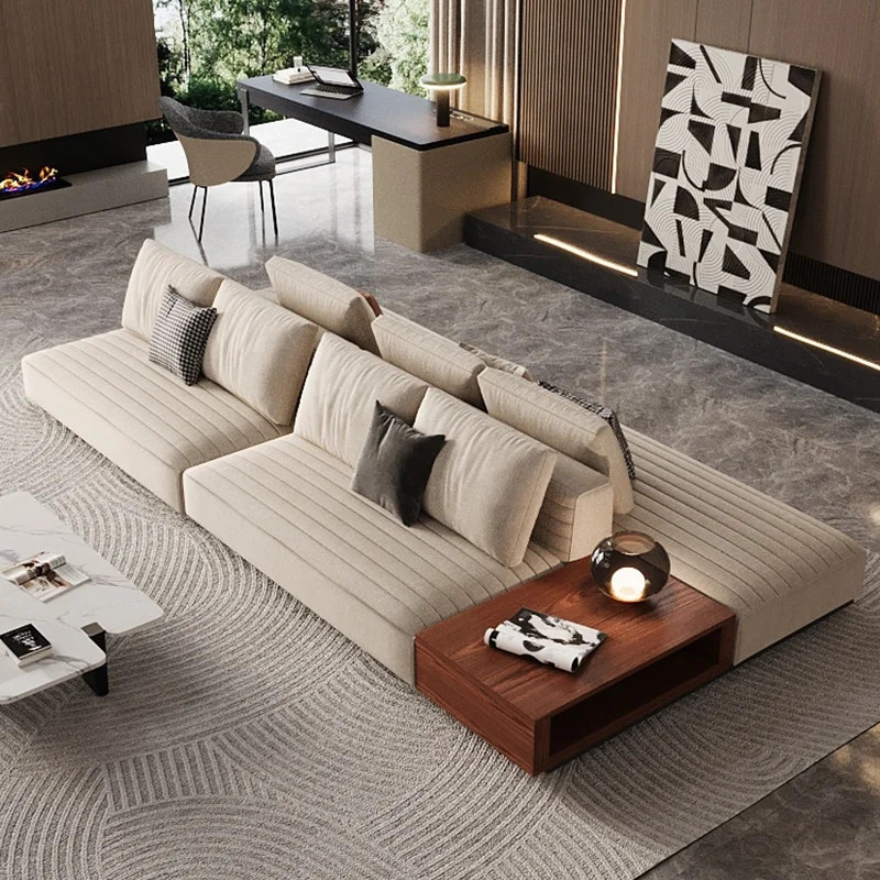 #Italian Minimalist U-Shaped Roger Sofa Two-Seater Double-sided Seating Linen Fabric Modern Light Luxury Suitable Living Rooms