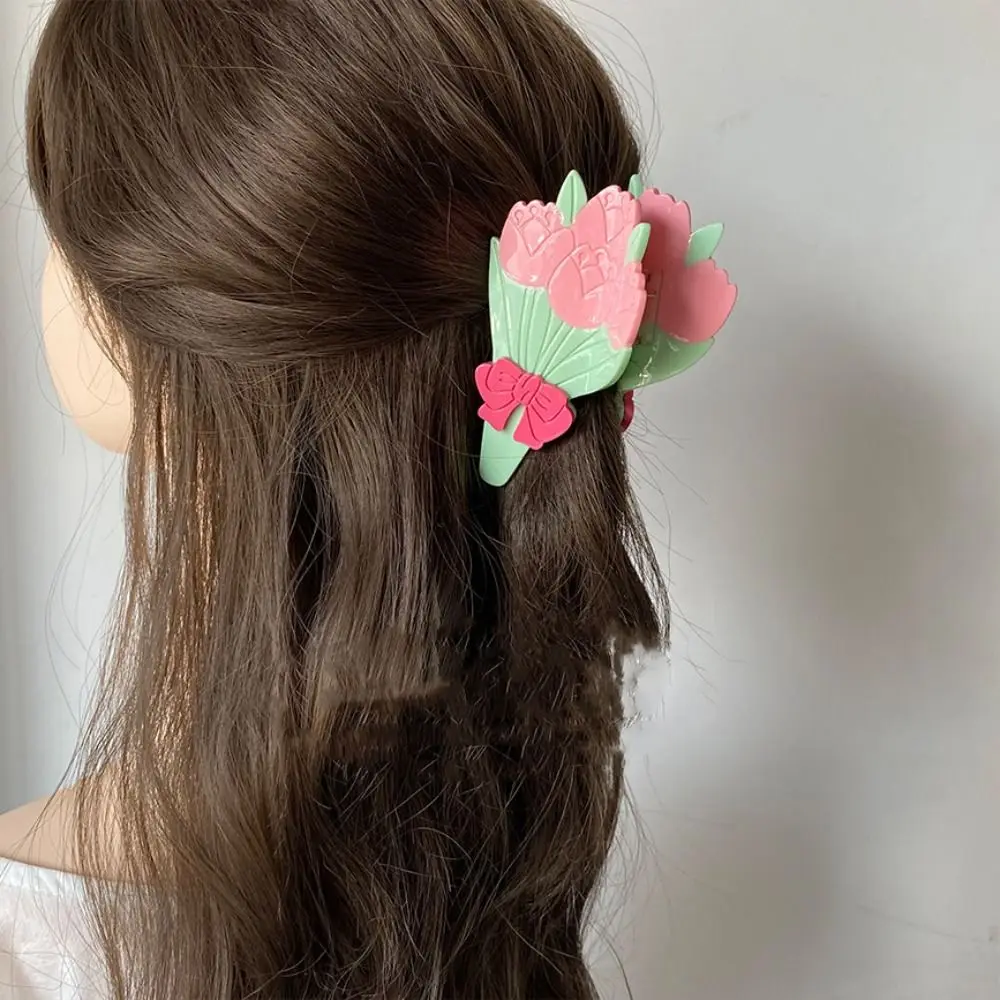 Pinza para el pelo de flor de acetato de ácido acético, horquilla bonita de tulipanes, tocado, accesorios para el cabello, horquilla grande para mujer