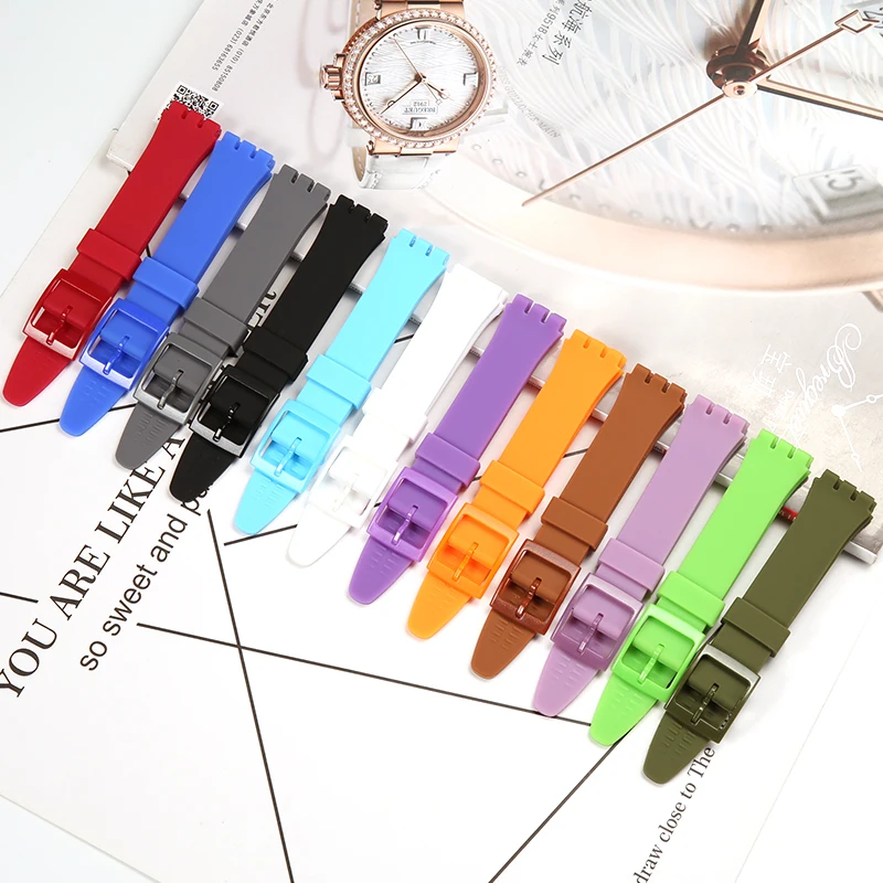 

Silicone Watch Band For Swatch 17mm 19mm 20mm Pin Buckle Waterproof Bracelet Wristband Watch Accessories