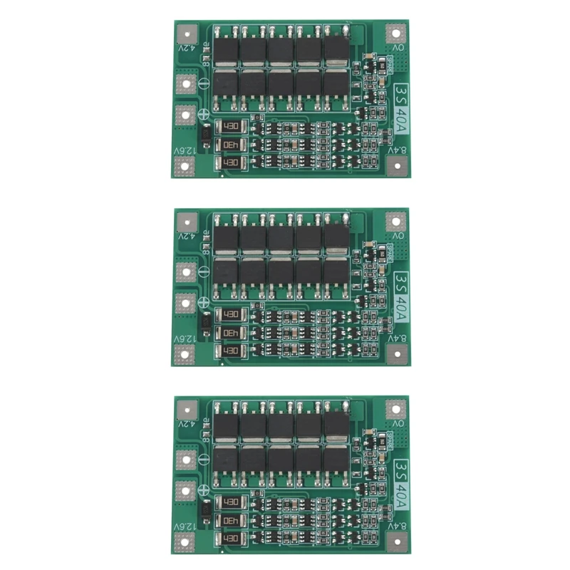 RISE-3X 3S 40A For Screwdriver 12V Li-Ion 18650 Bms Pcm Battery Protection Board Bms Pcm With Balance Liion Battery Cell Pack