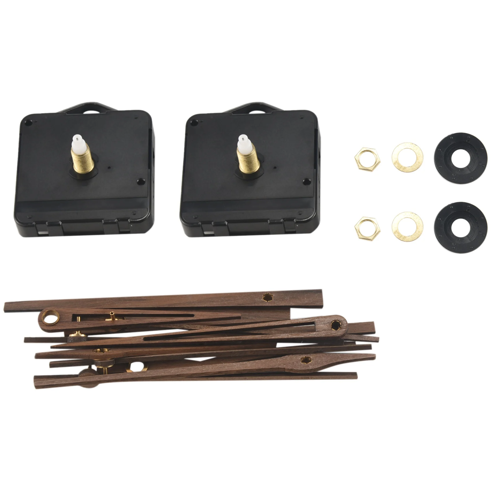 ABNQ 2Pcs Long Shaft Quartz Clock Motor Kit Movement Mechanism with 12 Inch Walnut Wood Hands Clock Repair Parts Replacement
