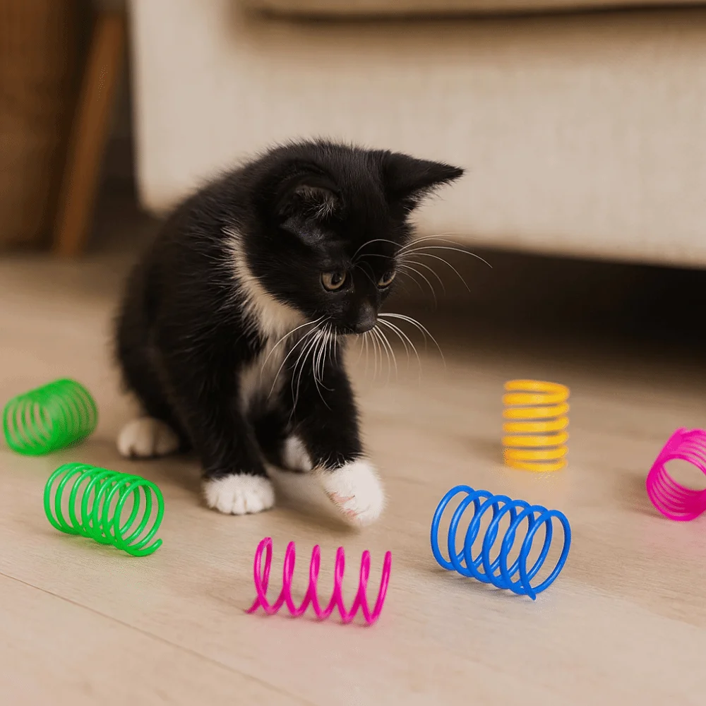 

12pcs/set Colorful Cat Spring Toy Scratch Resistant Bite Resistant Coil Spring Toy Plastic Interactive Cat Toy Pet Entertainment