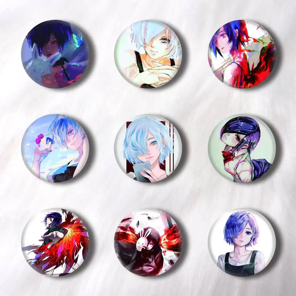 Anime Touka Kirishima Creative Round Button Badges Cute Pin Brooch for Backpack Clothes Lapel Jewelry Accessories Friends Gift