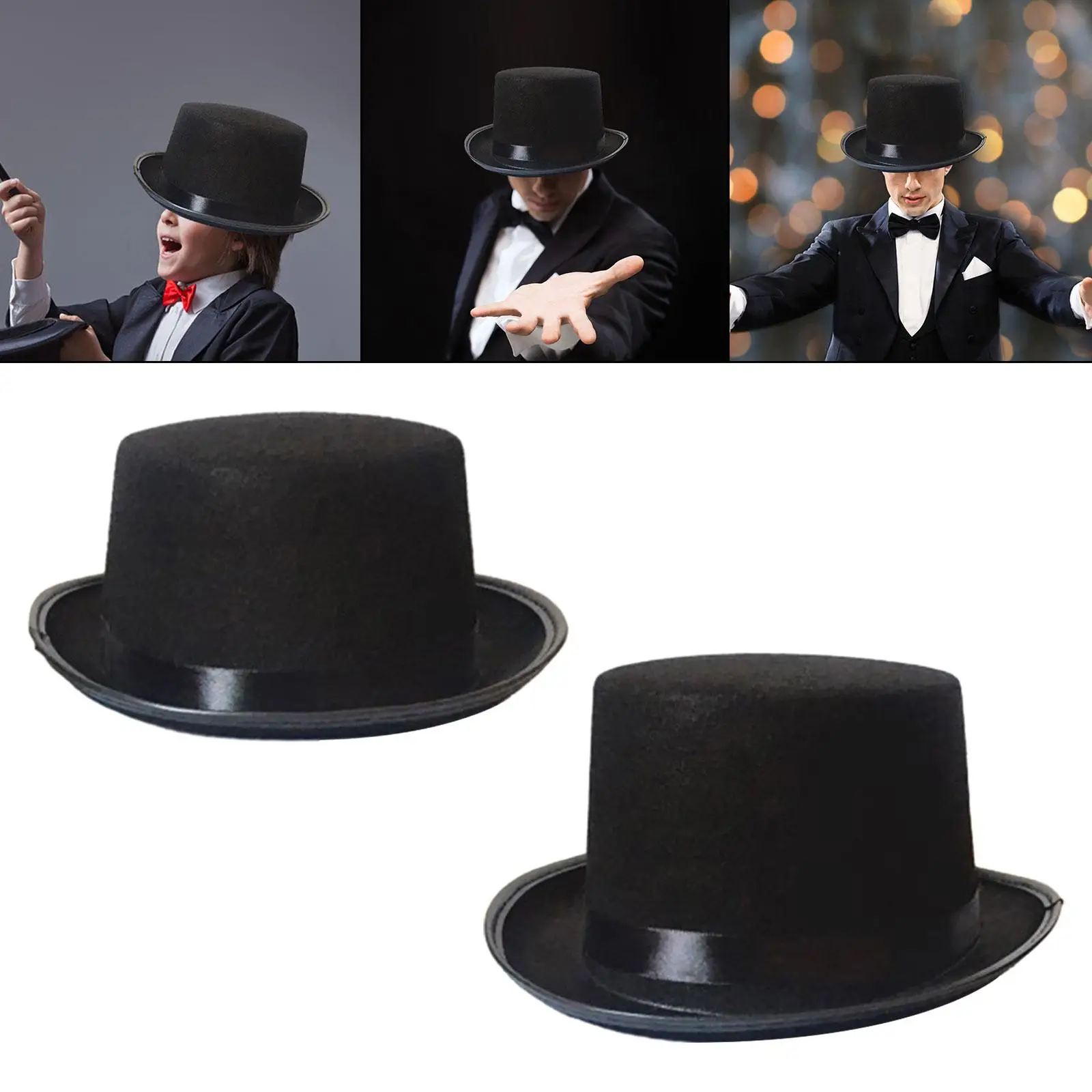 Czarny cylinder magik Funky dorośli nakrycia głowy unisex Steampunk kapelusze Fedoras na klub nocny, cosplay, imprezę, karnawał, maskarada,