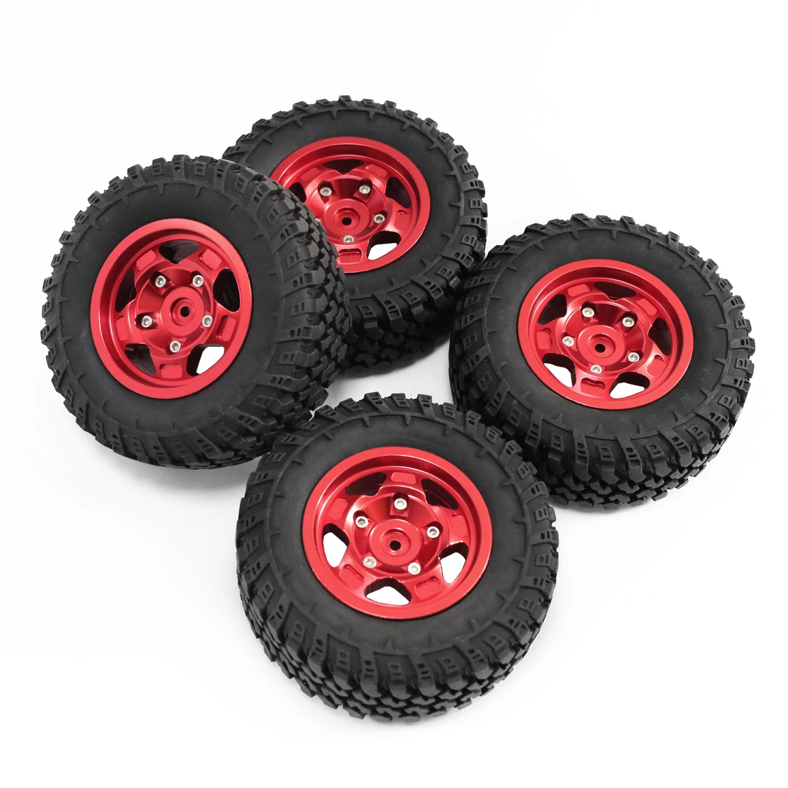 4 PCS New Metal Wheel Tires with Bead Locks for WPL FAYEE MN Model99S 98 MN300RC Cars, Modification and Upgrade Accessories