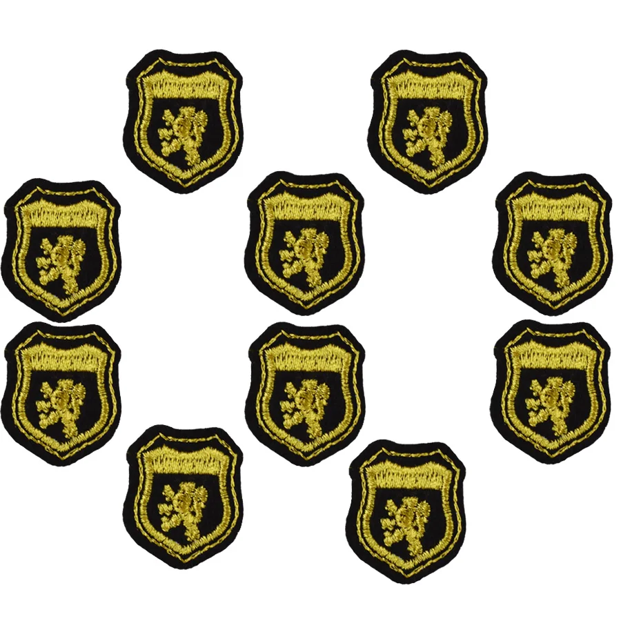 

10PCS Clothing Patches Golden Embroidery Badge Applique Iron on Patch Sewing Accessories DIY Stickers on Clothes Jacket Coat Bag