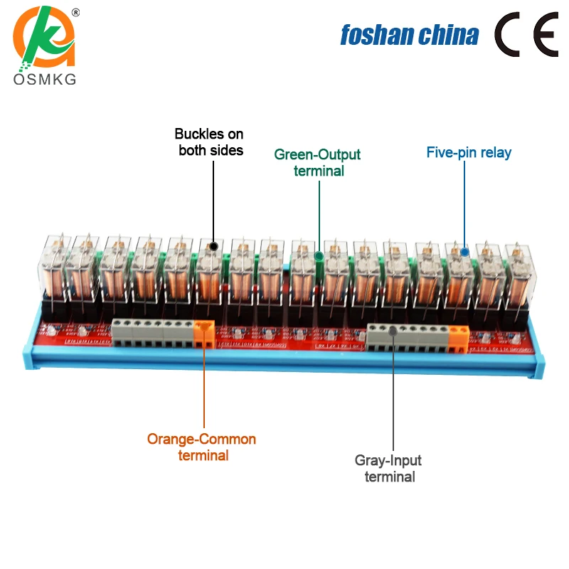 16-Channel Single Group 1NO 1NC Relay Module DC 12V/24V 10A With  G2R-1 for  Parking System AC DC Equipment