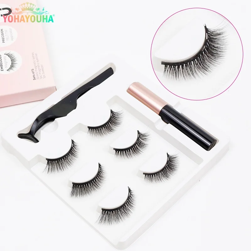 

5 Magnets Reusable Magnetic Natural Eyelashes and Strong Eyeliner Set Makeup Tools Delineador Wimpers Magnetisch Cilios Posticos