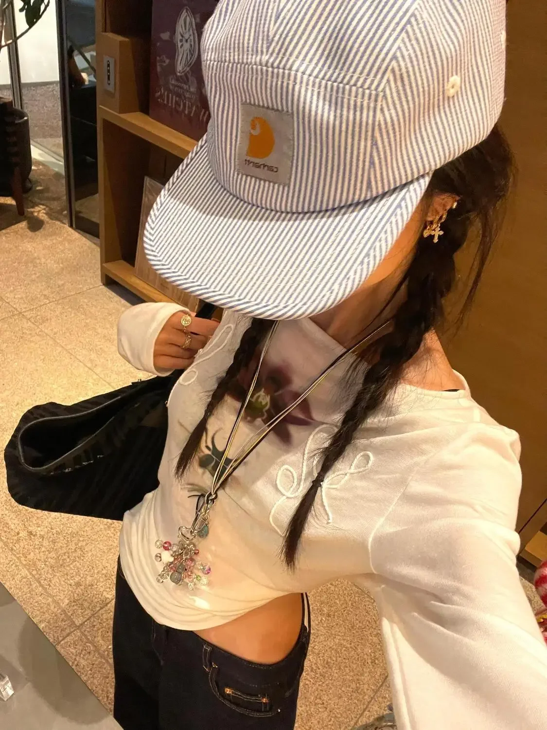 Onalippa Fashion Printed Lazy Style Off Shoulder T-shirt Slightly Transparent Round Neck Design Long Sleeved Base Top 2025 New image 3
