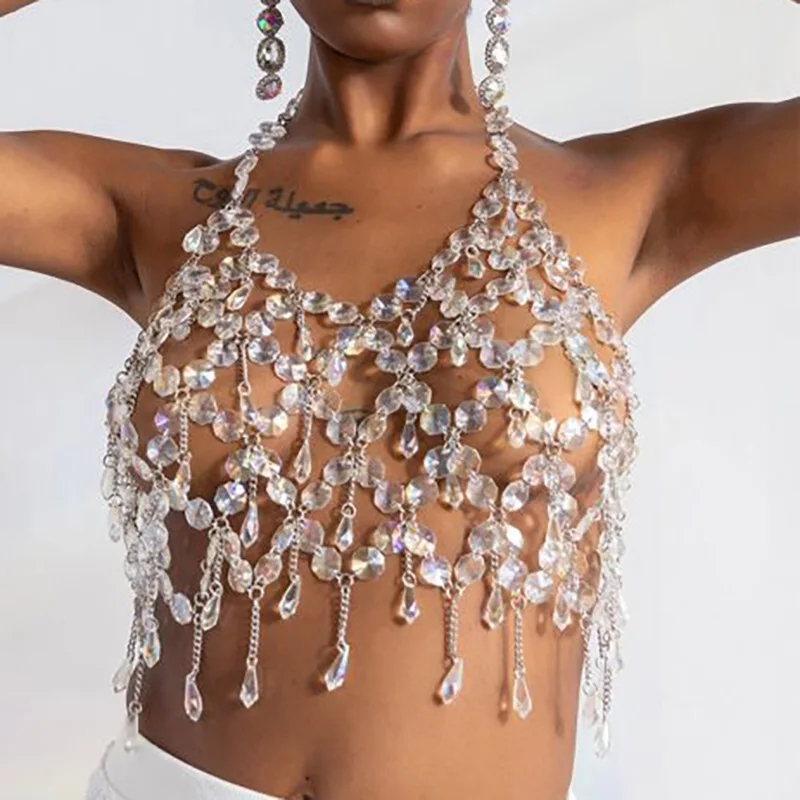 New Hot Selling Imitation Crystal Hollow Camisole Vest, Runway Show Model, Women'S Clothing Accessories, Body Chain