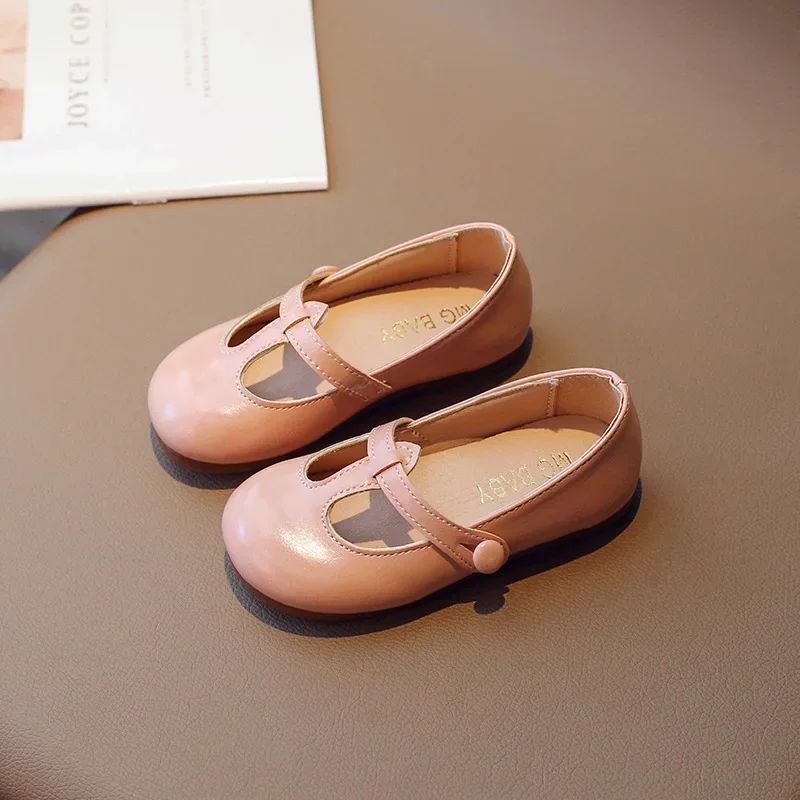 Chaussures de princesse en cuir découpées pour filles, appartements simples pour enfants, style coréen, solide, document, mode décontractée, printemps, automne