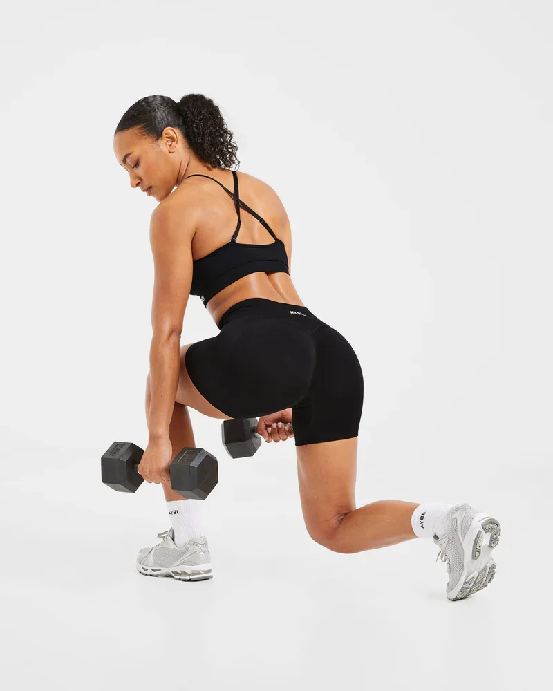 Marken-Sport-Yoga-BH für Damen, nahtloses Oberteil mit offenem Rücken, leicht formende Activewear, schweißableitendes und rutschfestes Material. – Detail 4