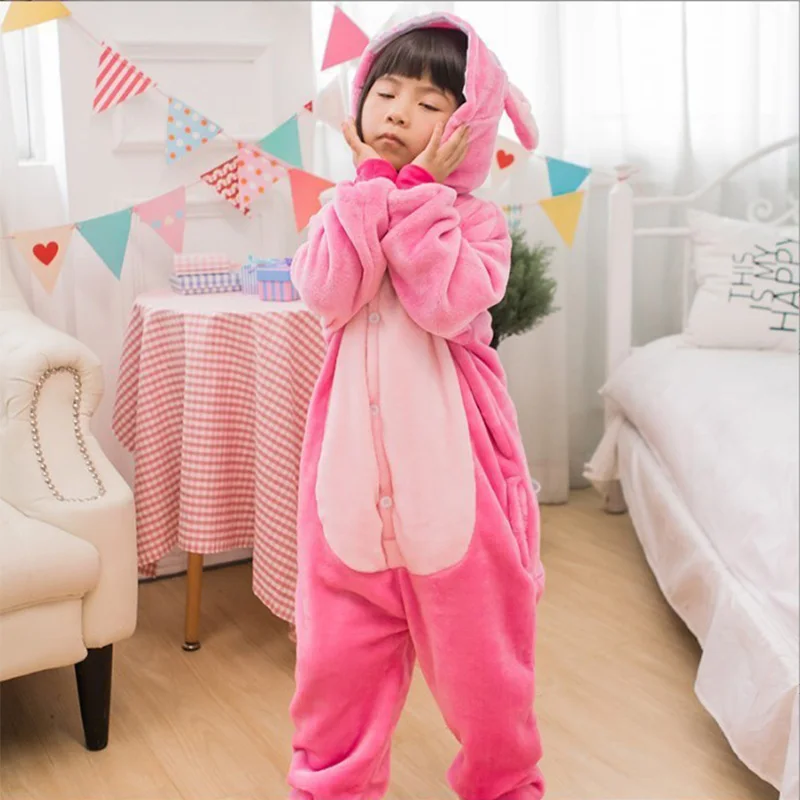 Disney Stitch Angel New Children Pijama Cosplay Costume Animal Sleepwear for Adult Woman Winter Warm Clothes for Boys Girls Gift