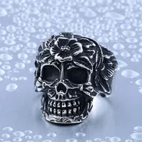 2024 New 316L Stainless Steel Special Skull Flower Ring for Men and Women Classic Punk High Quality Jewelry LLBR8-210R