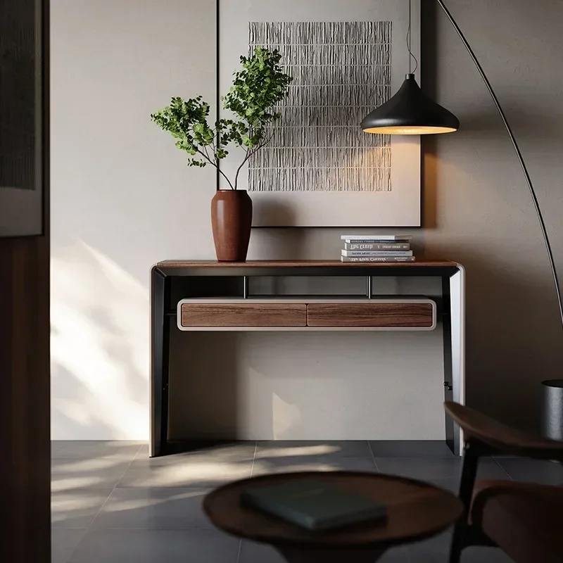 Solid wood entrance table, living room against the wall, case end view table