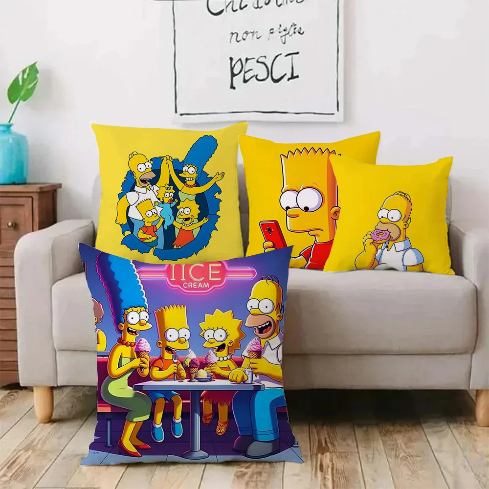 Pillow Covers Funny Anime Cartoon Cartoon Sofa Decorative Home Double-sided Printing Short Plush S-Simpsons Cute Cushion Cover