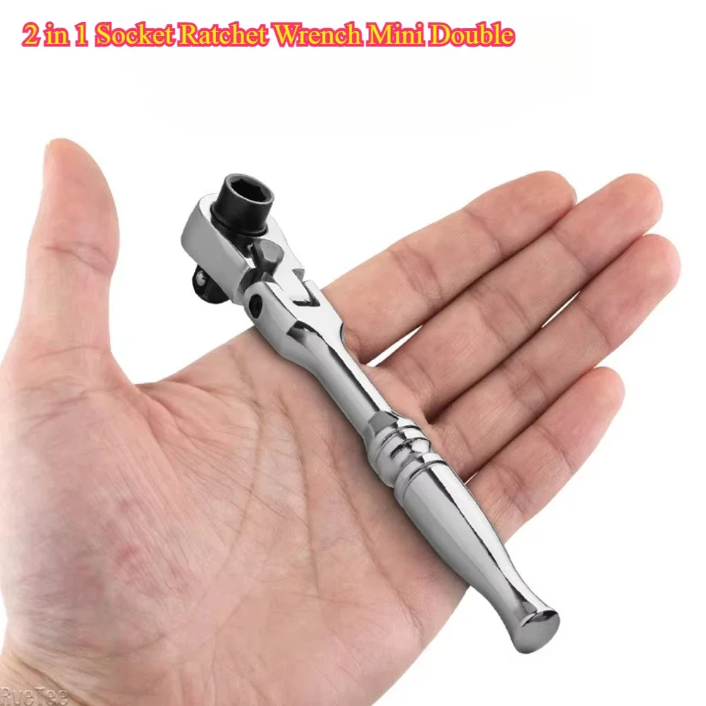 Mini Double-Head 2-in-1 Ratchet Wrench, 1/4 Inch Batch Head Screwdriver Handle, Fast Operation Hand Tool
