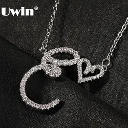 UWIN-collar con colgante de corazón y letras cursivas, joyería de moda