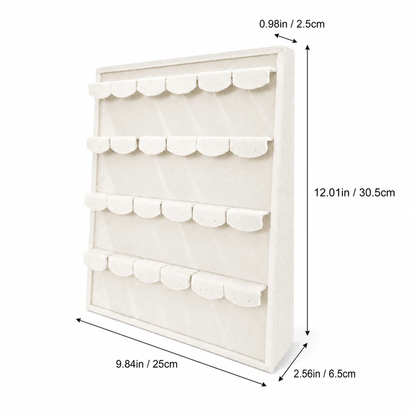 Soft Beige Velvet Jewelry Display Rack Multi-Slot Necklace Ring Earring Storage Tray Desktop Decoration Jewelry Organizer Holder