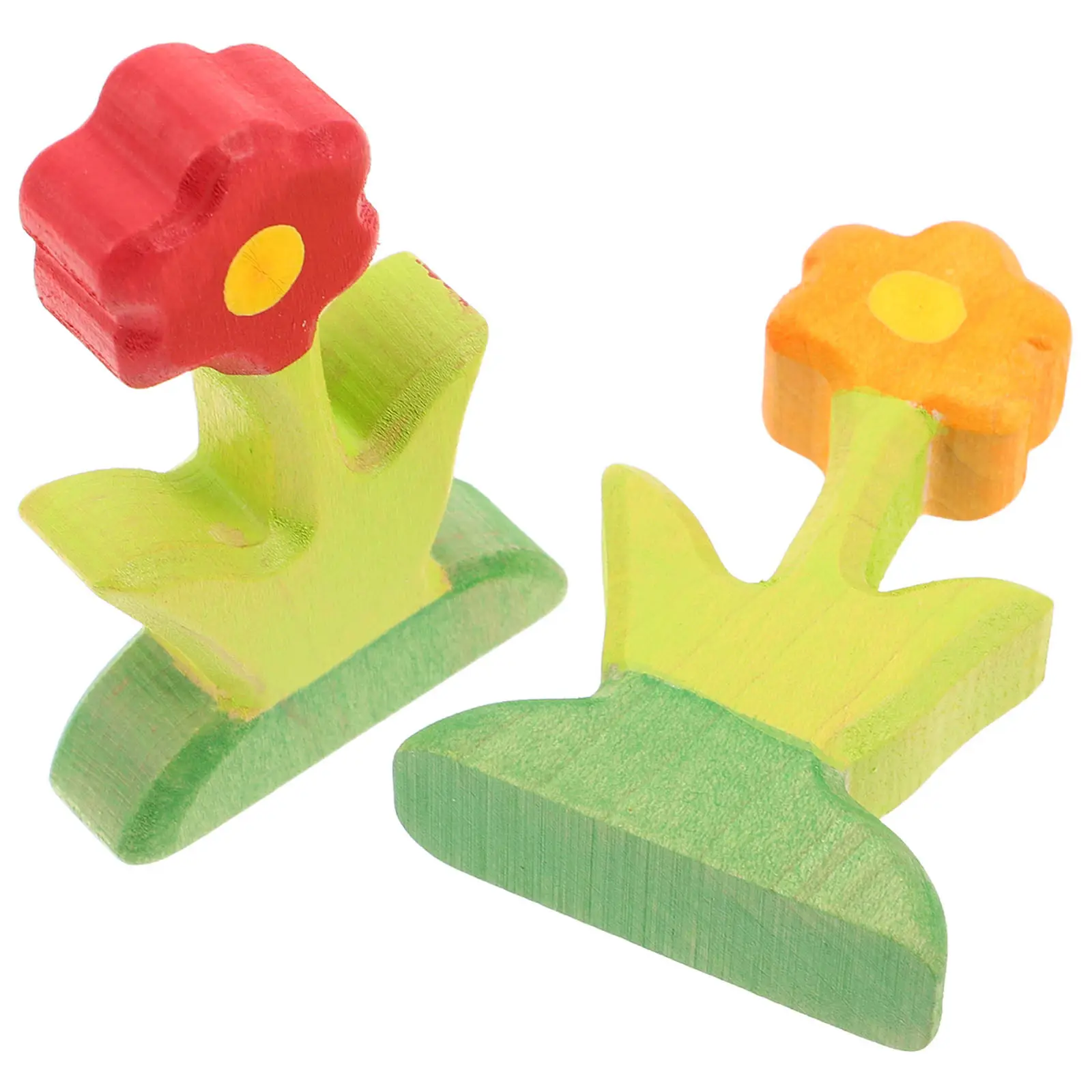 Set di 2 Blocchi di Legno Artigianali con Design Floreale, Kit Fai-da-Te per Scene Creative, Uso Educativo, Decorazione per Cameretta, Interazione Familiare